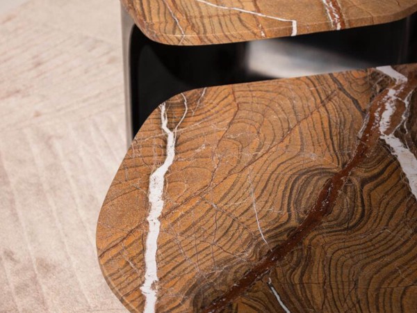 Table Basse Kor Baxter | Base en Acier Vieilli et Plateau en Pierre | Baxter Design Team