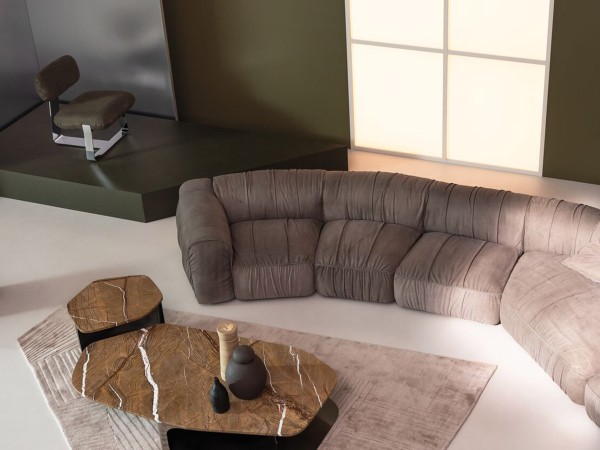 Table Basse Kor Baxter | Base en Acier Vieilli et Plateau en Pierre | Baxter Design Team