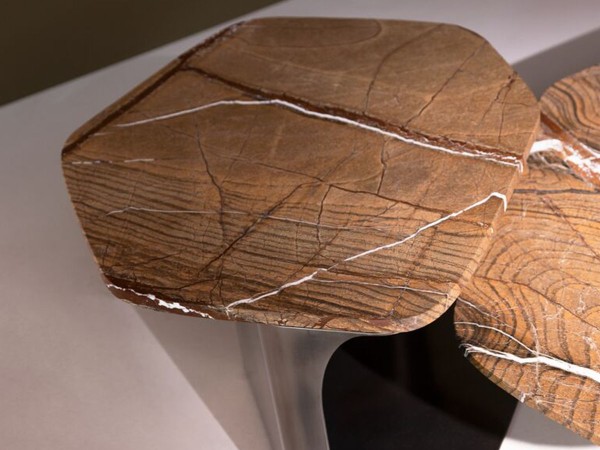 Kor Coffee Table Baxter | Antiqued Steel Base and Stone Top | Baxter Design Team