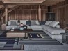 Flexform Harper sofa with leather-covered arms by Antonio Citterio