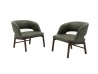 Poltrona lounge Flexform Alma in pelle verde con base in noce canaletto scuro